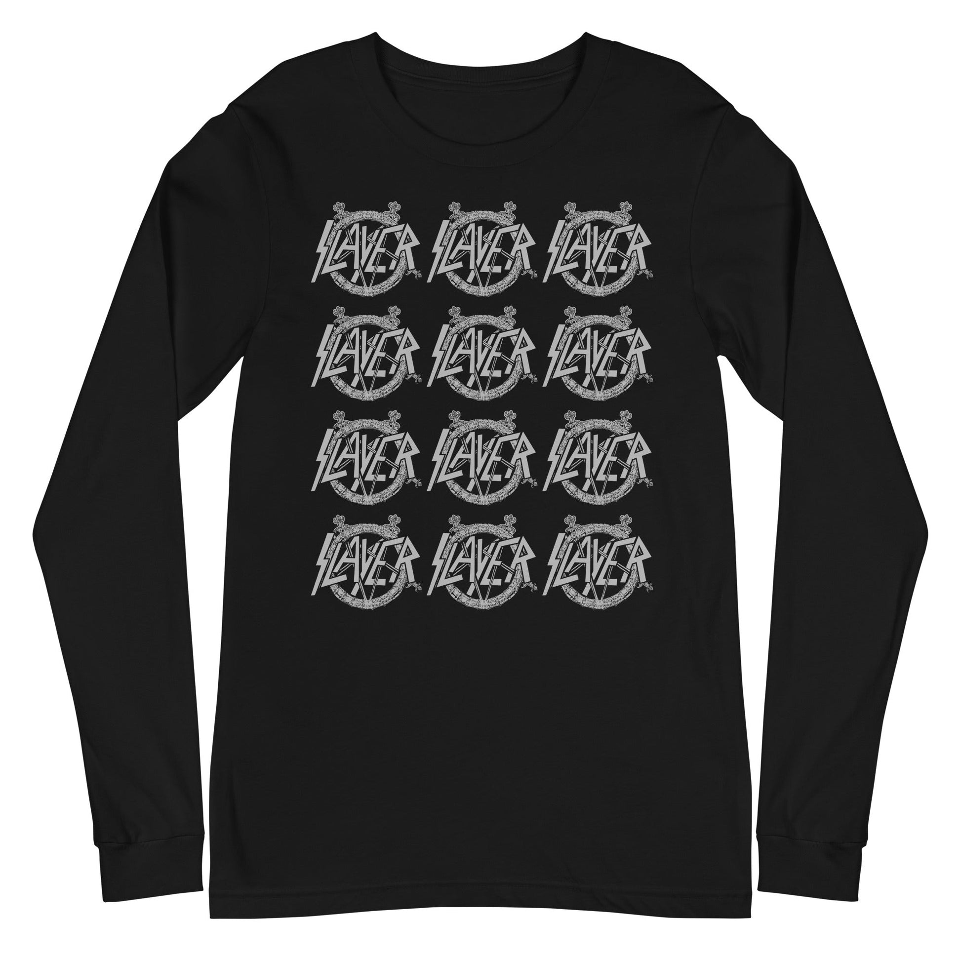 MerchMoment Slayer - Repeat Logo Long Sleeve T-Shirt Black