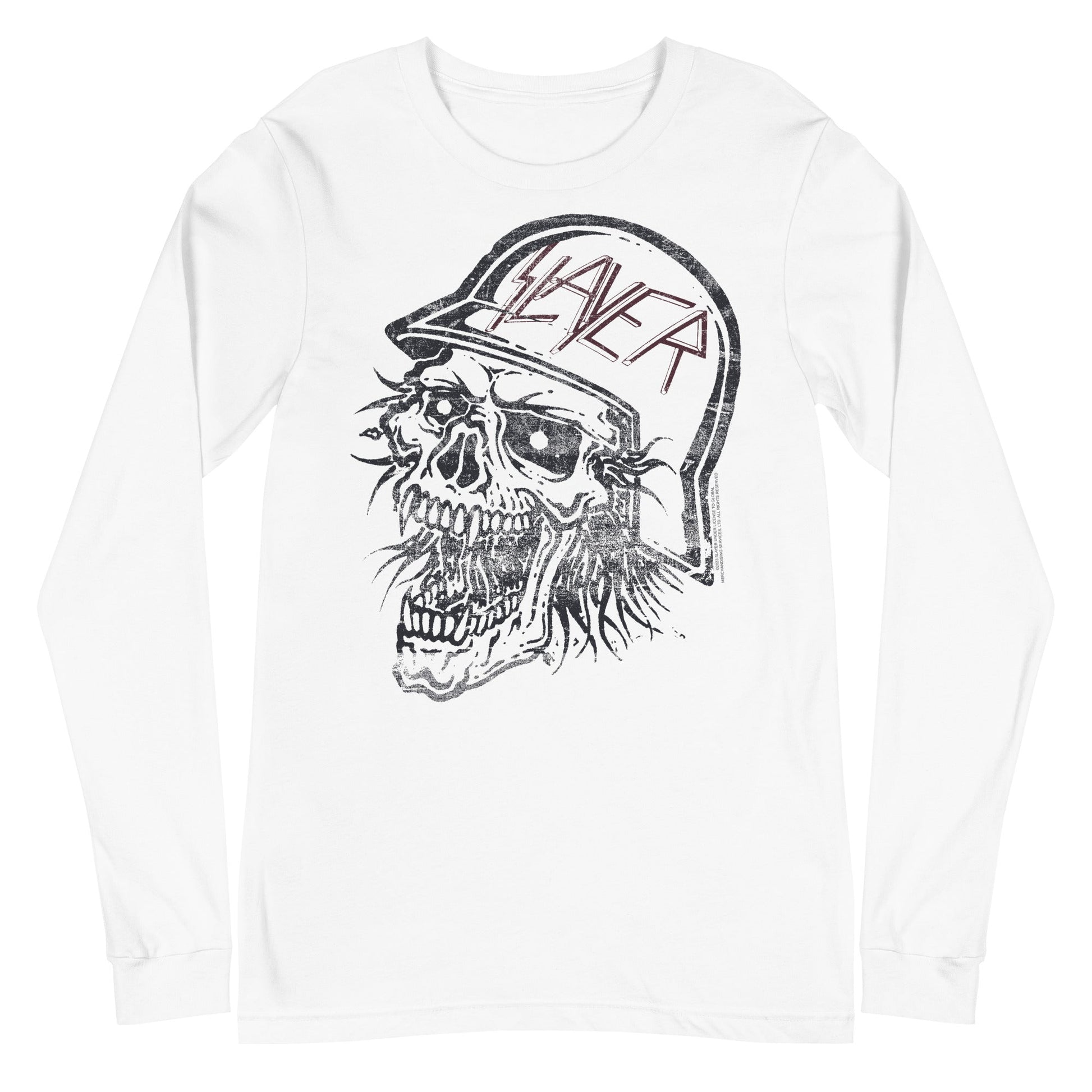 MerchMoment Slayer - Stamped Skull Long Sleeve T-Shirt White