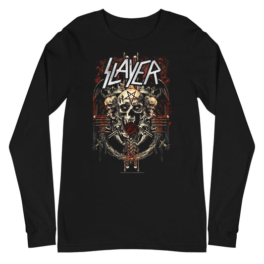 MerchMoment Slayer - Triple Skull Long Sleeve T-Shirt Black