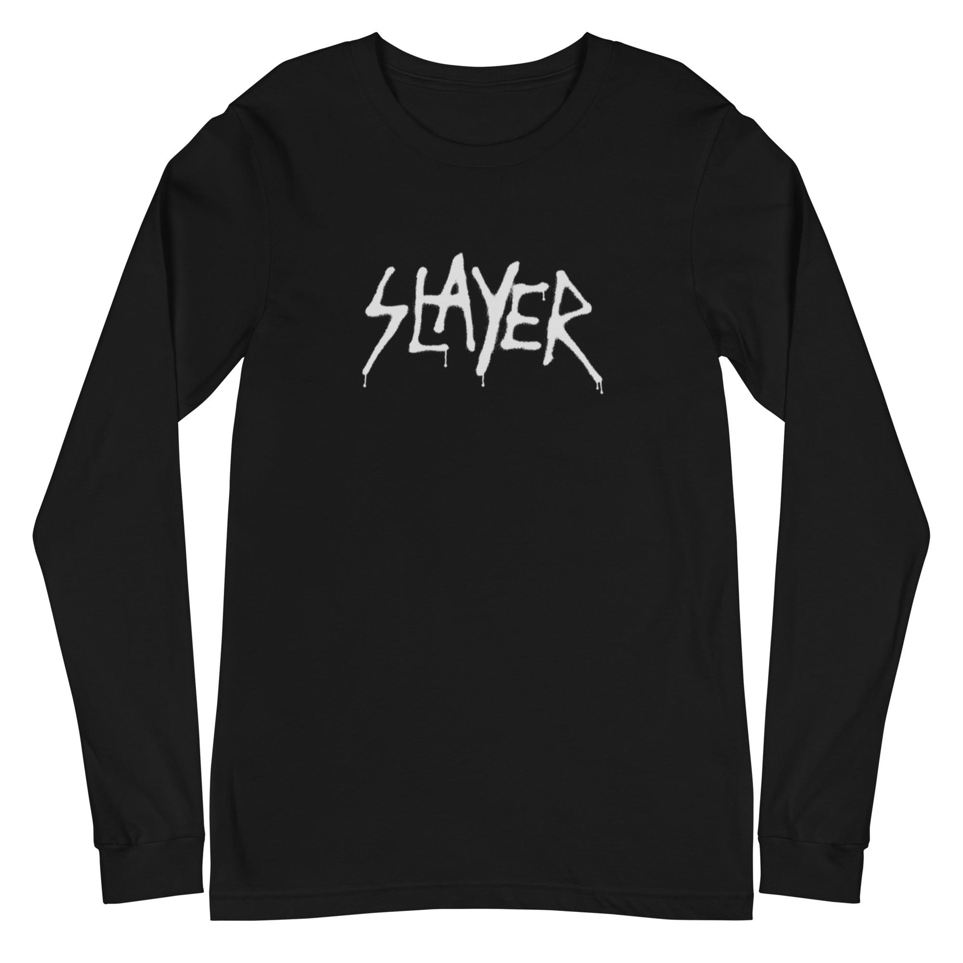 MerchMoment Slayer - White Drip Logo Long Sleeve T-Shirt Black