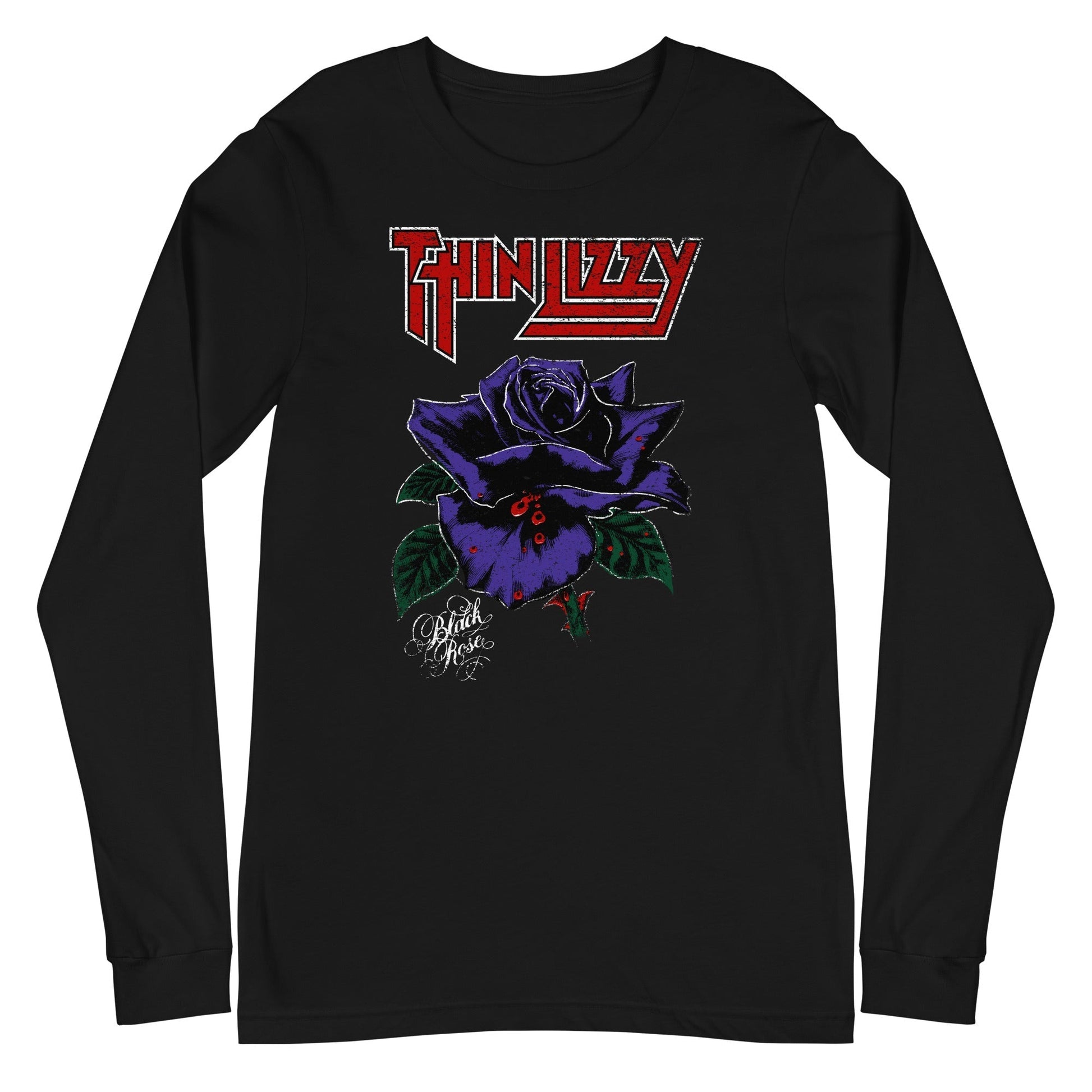 MerchMoment Thin Lizzy - Purple Rose Long Sleeve T-Shirt Black