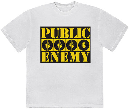 Public Enemy Public Enemy 4 Logos White Unisex Short Sleeve T-shirt (2XL)
