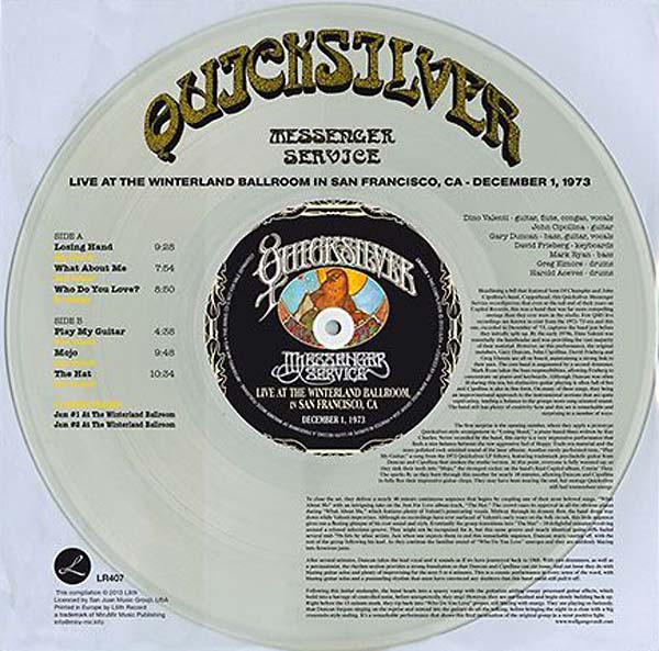 Quicksilver Messenger Service Live At The Winterland Ballroom In San Francisco, CA - December 1, 1973