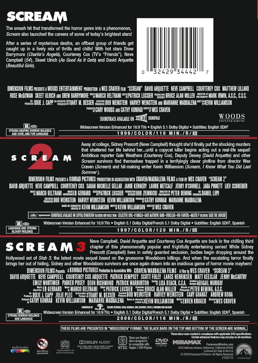 Scream Scream Triple Feature (Widescreen, Amaray Case, 3 Pack, Subtitled) (Dvd)