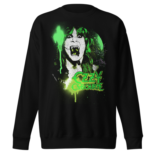 Stakes Ozzy Osbourne Green Screaming Jumbo Print Sweatshirt Black
