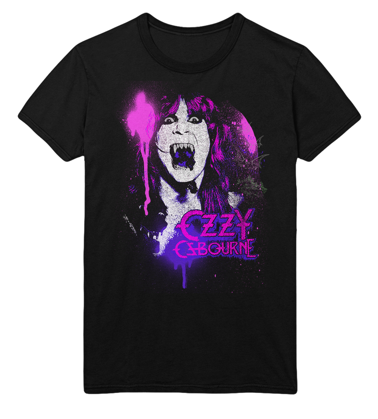 Stakes Ozzy Osbourne Purple Screaming Jumbo Print T-Shirt Black