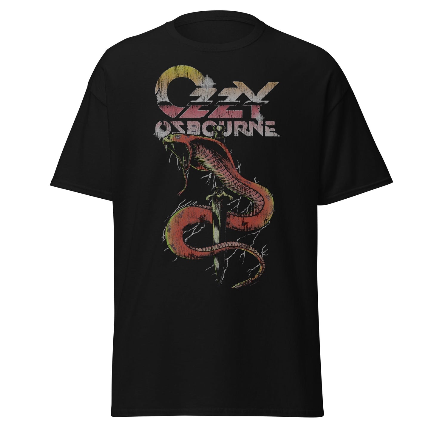Stakes Ozzy Osbourne - Vintage Snake Bite Jumbo Print T-Shirt Black
