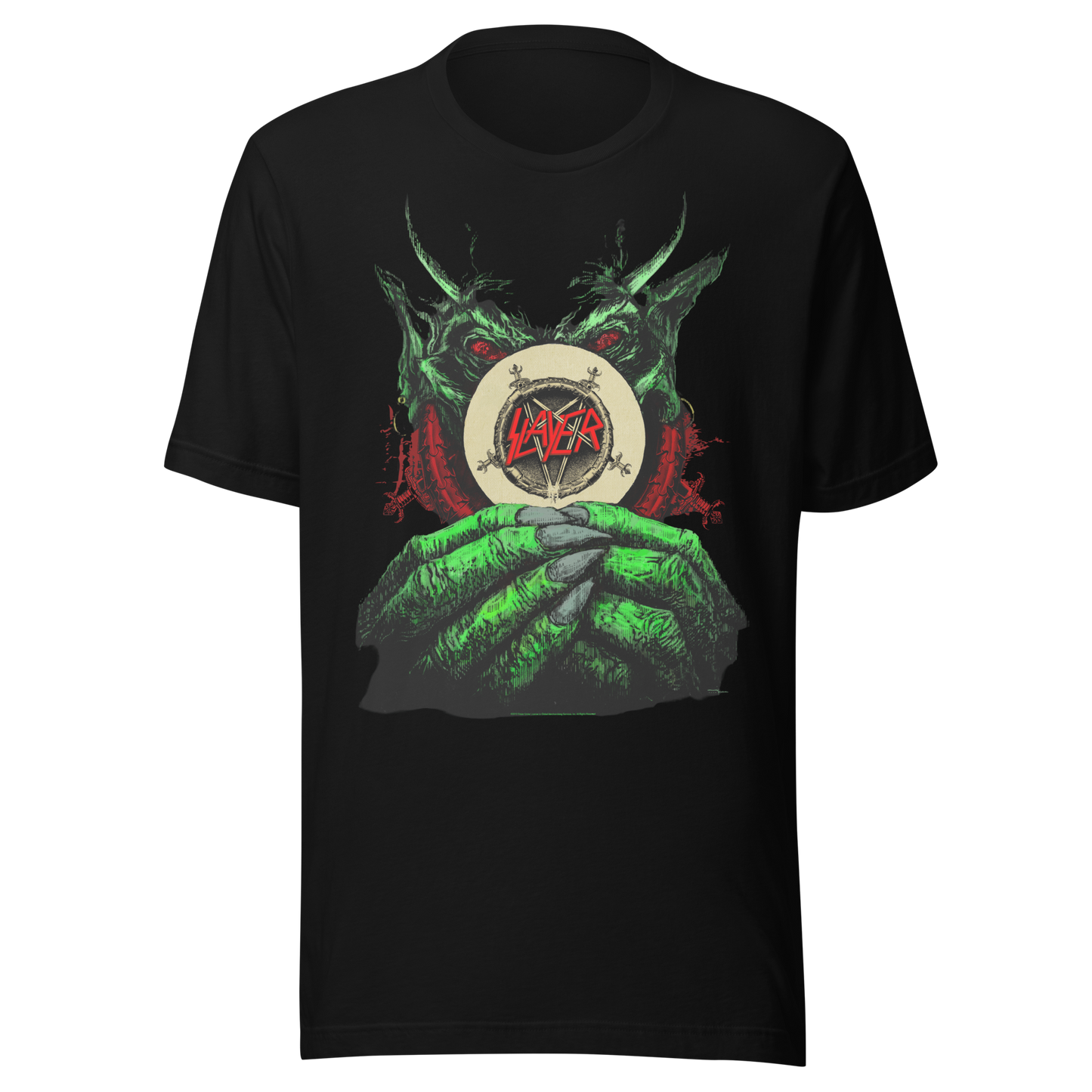 Stakes Slayer Demon Hands Vintage Jumbo Print T-Shirt Black