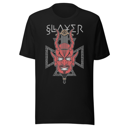 Stakes Slayer Devil's Horns Vintage Jumbo Print T-Shirt Black