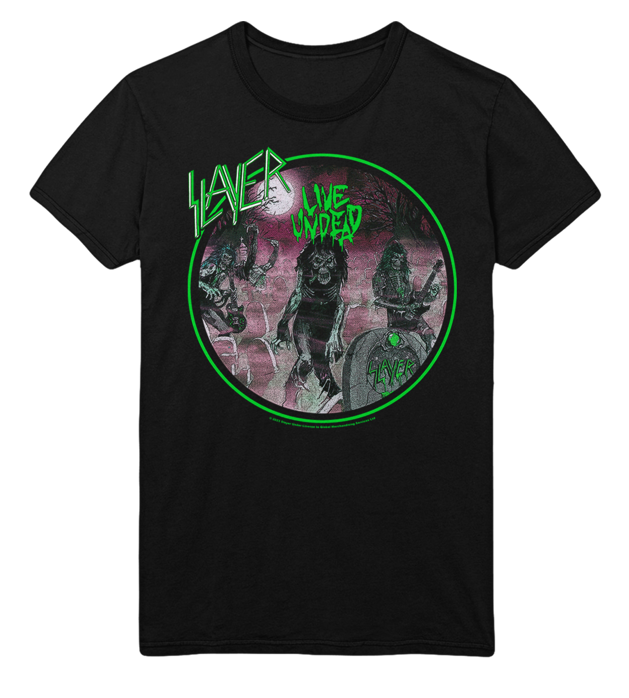Stakes Slayer Neon Green Undead Jumbo Print T-Shirt Black