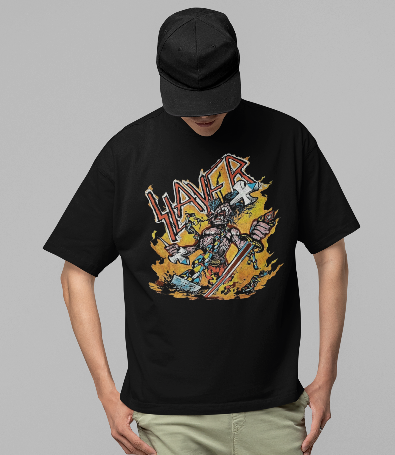 Stakes Slayer - Slain By The Sword Jumbo Print T-Shirt Black