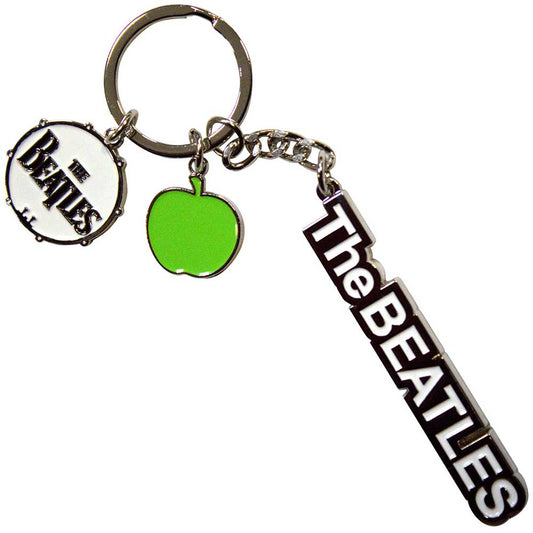The Beatles Text Logo Drop T Drum & Apple Charms