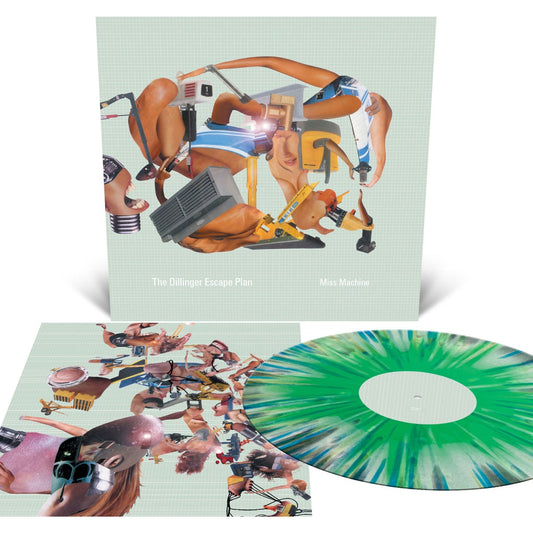The Dillinger Escape Plan Miss Machine (Mint Green, White and Metallic Silver Tri Color Merge with Mustard, Cyan Blue and White Splatter)