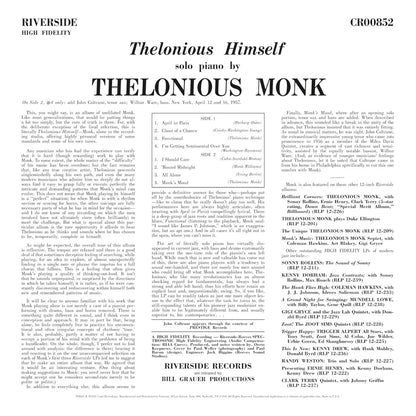 Thelonious Monk Thelonious Himself (Original Jazz Classics Series) (180 Gram Vinyl)