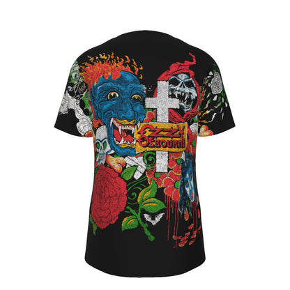 Yoycol Ozzy Osbourne Vintage Vault 1992 Tattoo All Over Print T-Shirt - Cotton Black