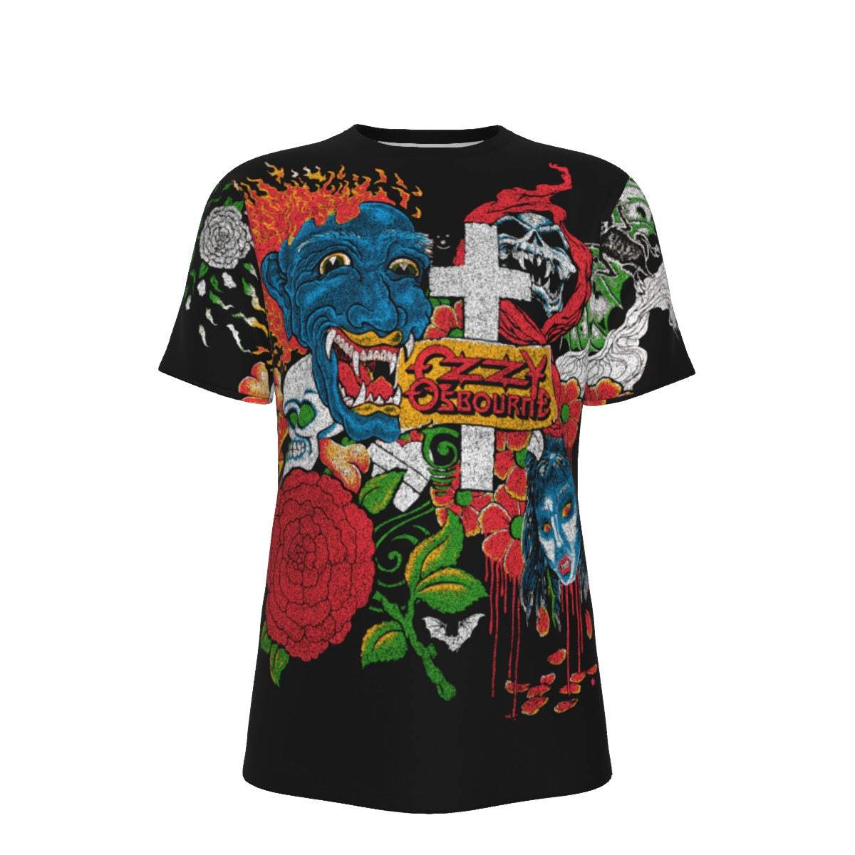 Yoycol Ozzy Osbourne Vintage Vault 1992 Tattoo All Over Print T-Shirt - Cotton Black