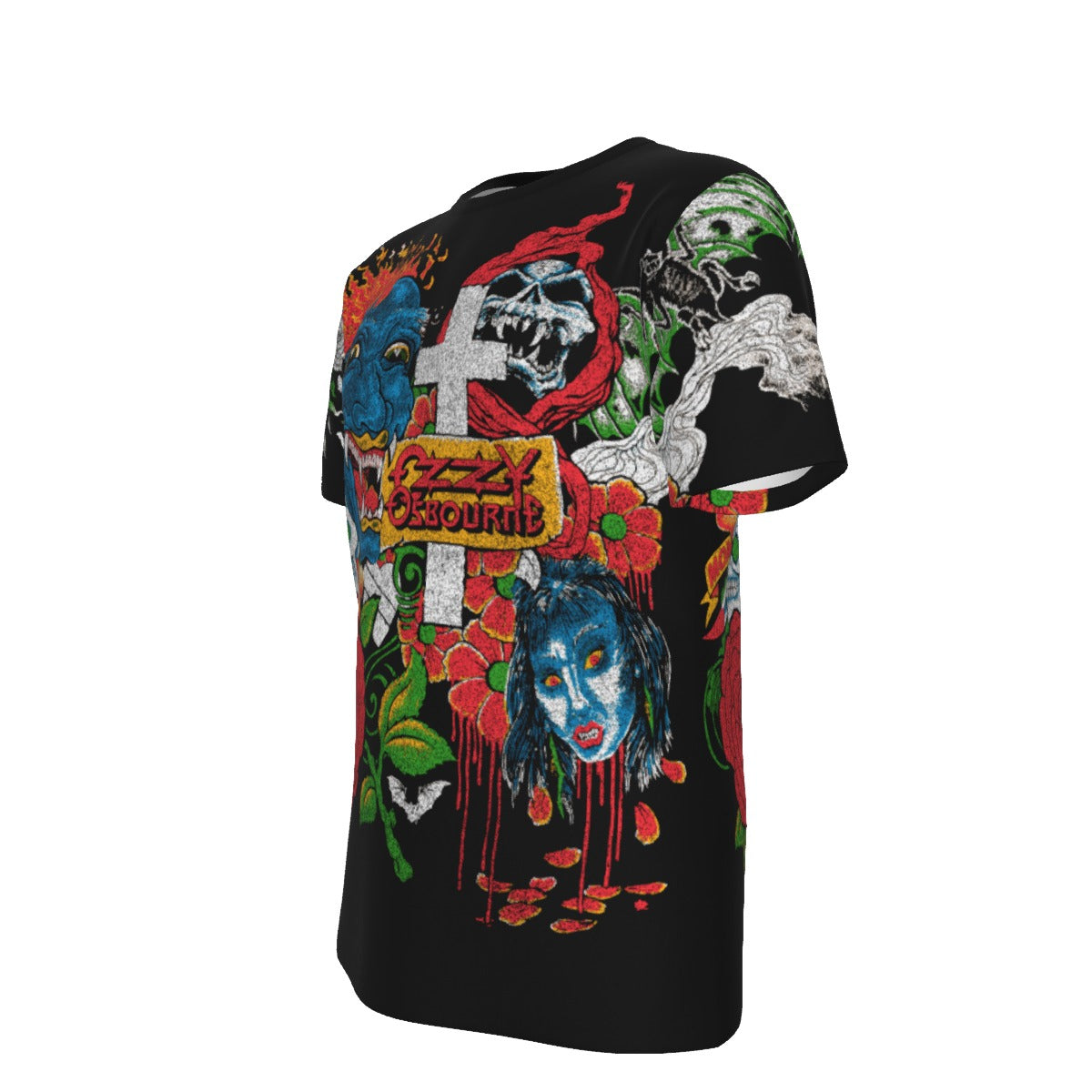 Yoycol Ozzy Osbourne Vintage Vault 1992 Tattoo All Over Print T-Shirt - Cotton Black